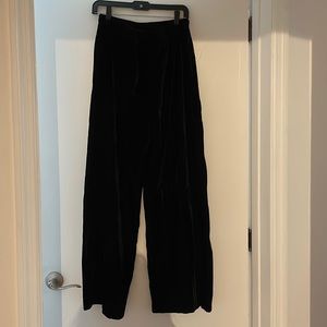 Black velvet wide leg pants